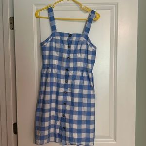 J. Crew blue and white checked linen dress - Size 2